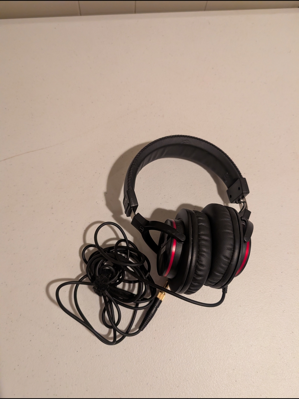 Scarlett Studio Over-Ear Wired Headphones in Black with Red Accents